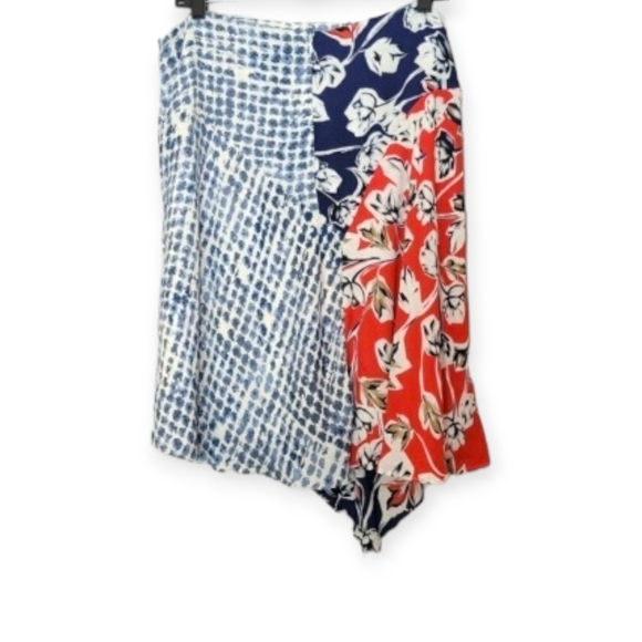 Ivanka Trump Red, White and Blue Floral Asymmetrical Skirt Lined sz 12 - Picture 2 of 7